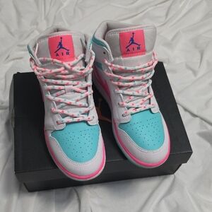 Jordan Kids Sneakers in Gray, Pink, and Teal
